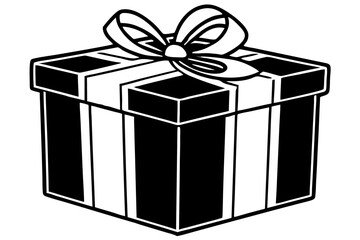 black and white vector gift box 