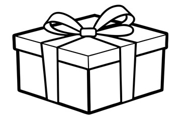 black and white gift box with ribbon