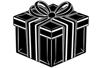 black and white vector gift box 