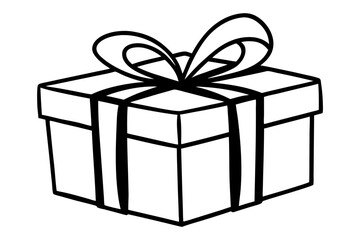 black and white gift box with ribbon