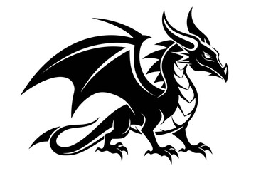 stylized dragon black and white silhouette
