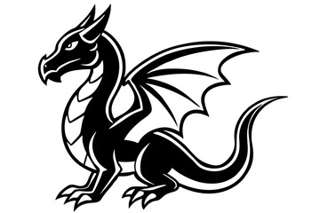 stylized dragon black and white silhouette
