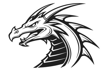 stylized dragon black and white silhouette