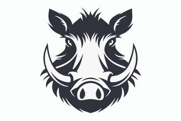 warthog head black and white silhouette