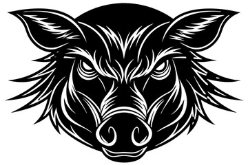 warthog head black and white silhouette