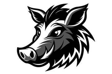 warthog head black and white silhouette