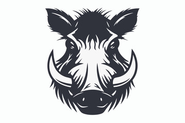 warthog head black and white silhouette