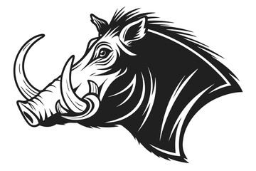 warthog head black and white silhouette