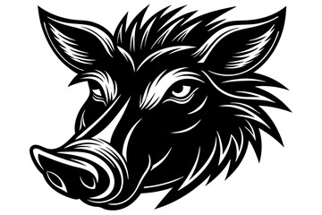 warthog head black and white silhouette