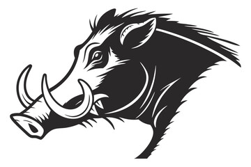 warthog head black and white silhouette