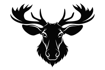 moose head black and white silhouette