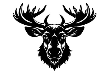 moose head black and white silhouette
