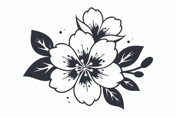 primrose flower black and white silhouette