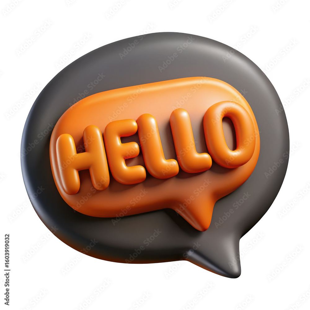 Fototapete 3d hello speech bubble isolated on transparent background