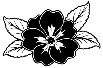 primrose flower black and white silhouette