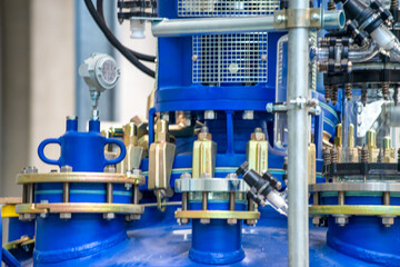 Machinery for the recovery of precious minerals. Chemical plant interior