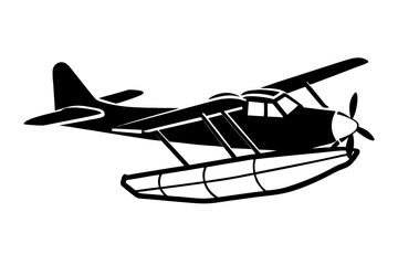 seaplane black and white silhouette
