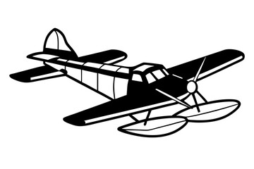 seaplane black and white silhouette