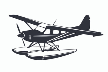 seaplane black and white silhouette
