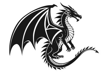 stylized dragon black and white silhouette