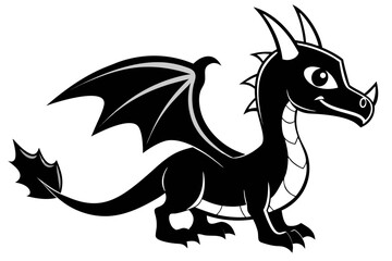 stylized dragon black and white silhouette