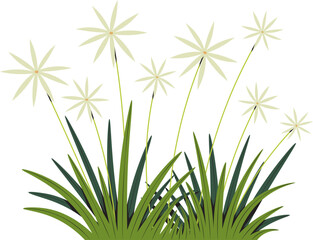 cute cartoon vector illustration of a grass with flowers.