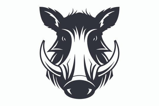 warthog head black and white silhouette
