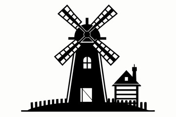 Fototapeta premium windmill silhouette vector