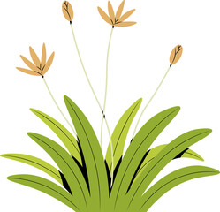 cute cartoon vector illustration of a grass with flowers.