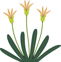 cute cartoon vector illustration of a grass with flowers.