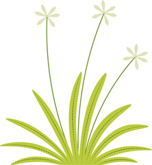 cute cartoon vector illustration of a grass with flowers.