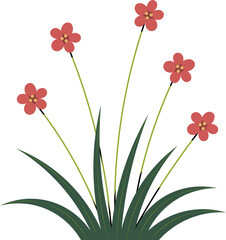 cute cartoon vector illustration of a grass with flowers.