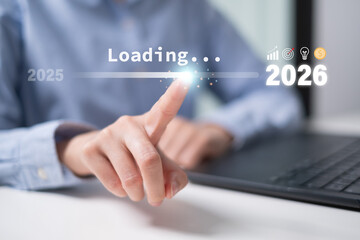 Businessman 2026 trend challenge motivation opportunity new year beginning marketing strategy plan to improve sales business concept