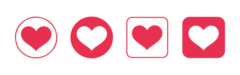 red heart icon set valentine love romantic vector design