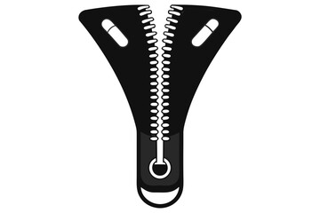 vector zipper silhouette isolated on white