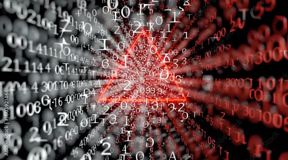 Poster malware prevention software network. binary numbers and letters shoot outward in a digital, abstract