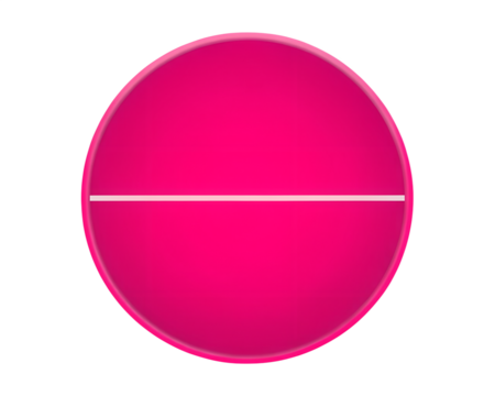 A vibrant pink circular object with a white horizontal line across its center isolated on white isolated on transparent background - Powered by Adobe
