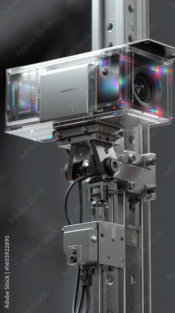 Poster malware prevention software network. a modern surveillance camera with a transparent casing mounted 
