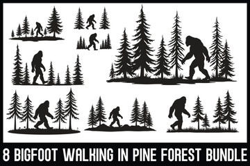 Bigfoot Pine Forest Silhouette bundle