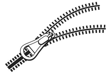 vector zipper silhouette isolated on white