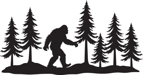 Bigfoot Pine Forest Silhouette bundle