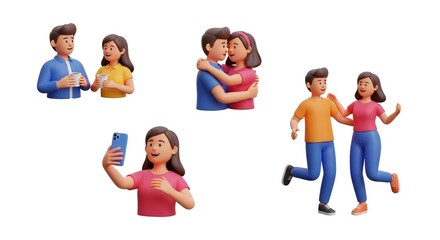 Couple cartoon character in various poses