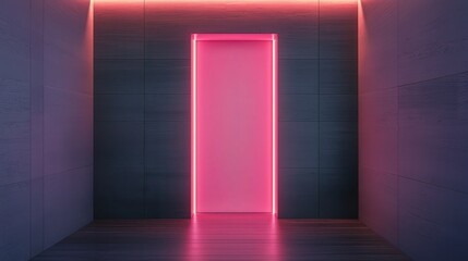 Modern Doorway with Neon Lighting in Contemporary Interior Space