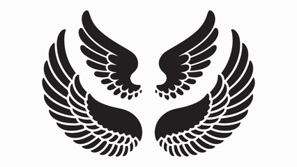 Obraz premium Four black wings arranged symmetrically on a white background in a stylized design pattern artwork