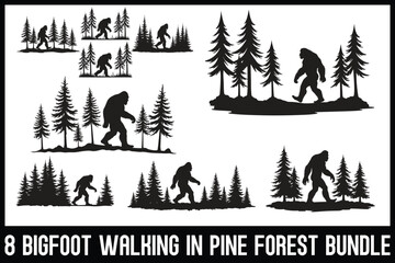Bigfoot Pine Forest Silhouette bundle