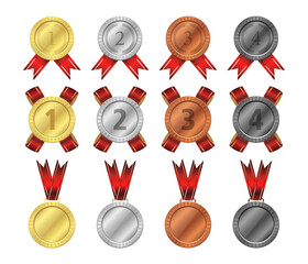 Medal set. Isolated on white background. Vector illustration.