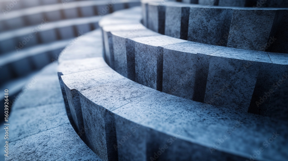 Poster abstract stone spiral staircase design architecture blocks geometric pattern