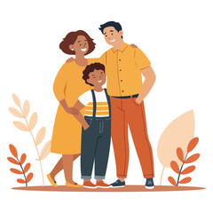 Happy father and child holding hands, standing together in silhouette, a symbol of family love and fun