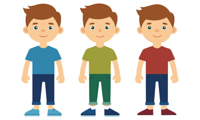 Fototapeta premium Three cartoon boys standing side by side