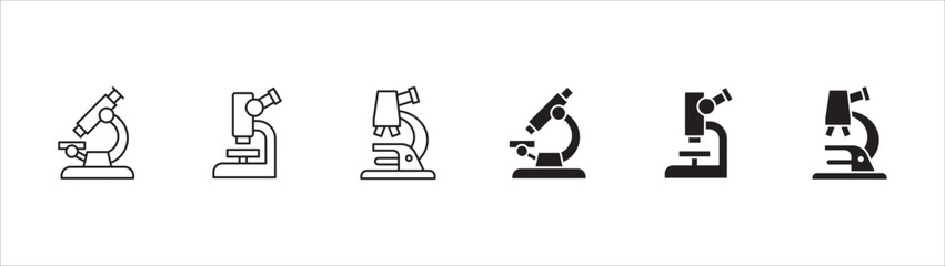 Microscope icon set. Laboratory and biology icon. Icon symbol for lab, chemistry, research, experiment, science, medical technology, scientist, biology test. Vector illustration